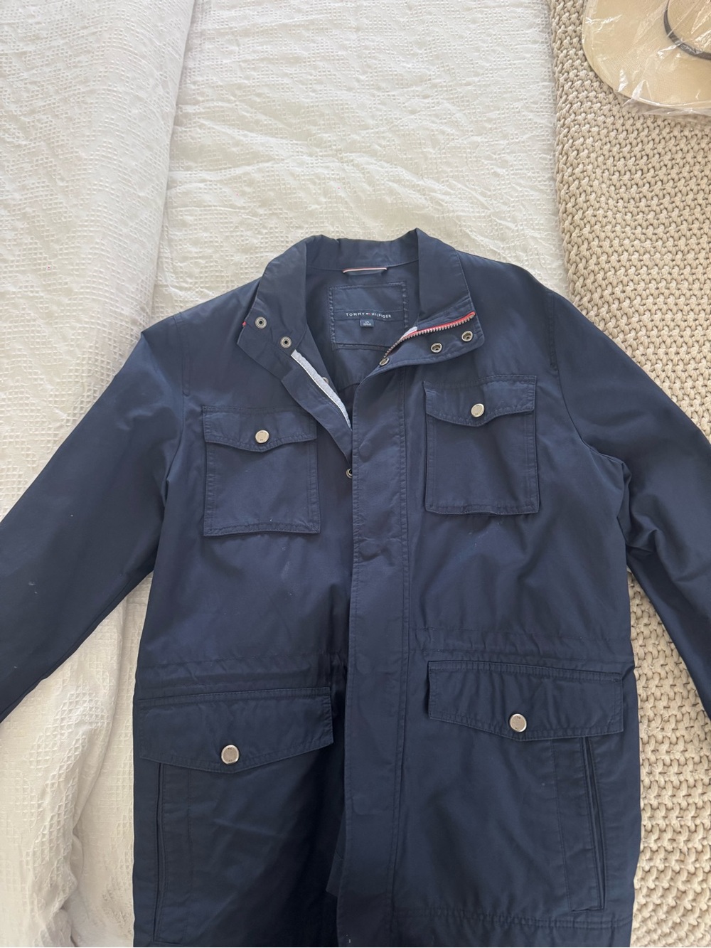Tommy Hilfiger Navy Military Field Jacket with Subtle Trim